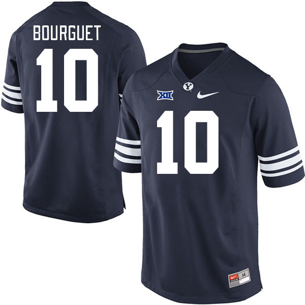 Men #10 Treyson Bourguet BYU Cougars College Football Jerseys Stitched Sale-Navy